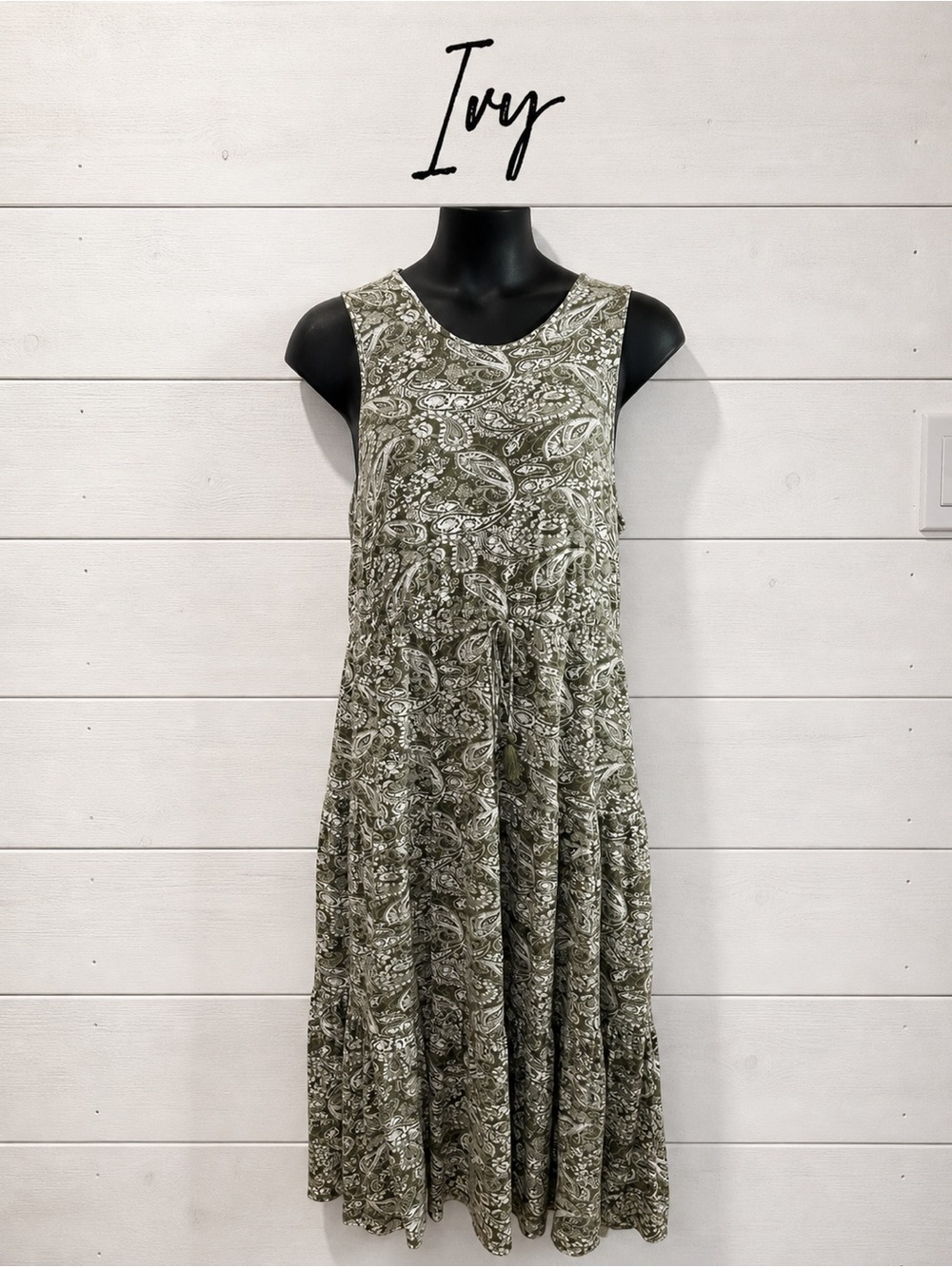 IVY – Olive Green Paisley Maxi Dress XXL